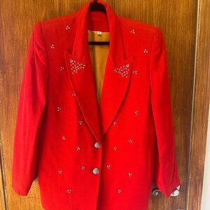 Vintage Red Rhinestone Embellished Blazer